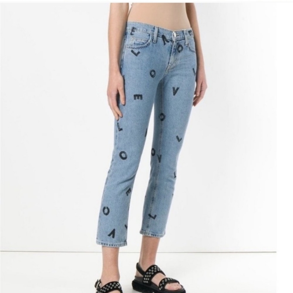Current/Elliott LOVE LETTERS Cropped Straight Leg Jeans